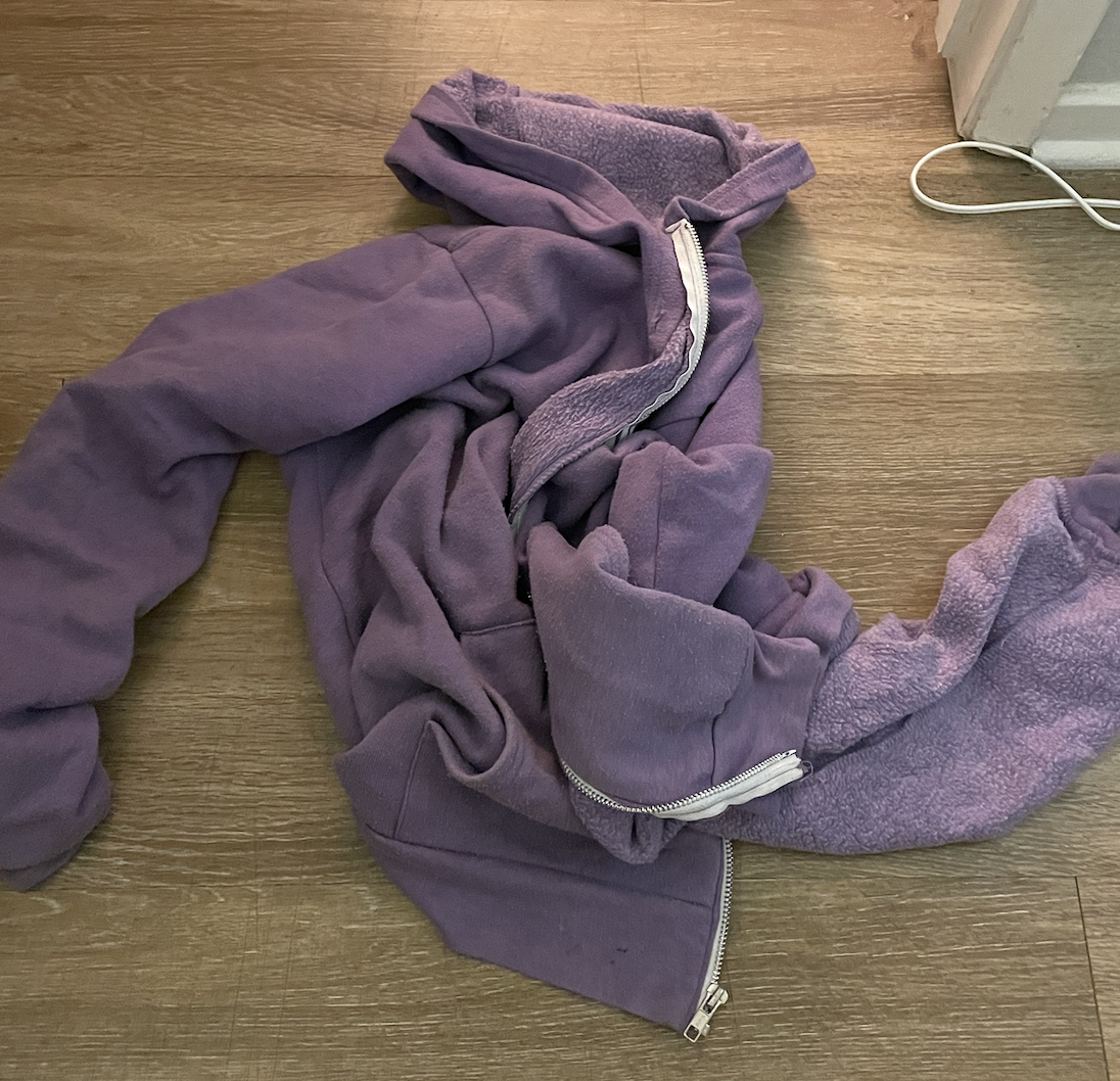 A purple zip-up jacket